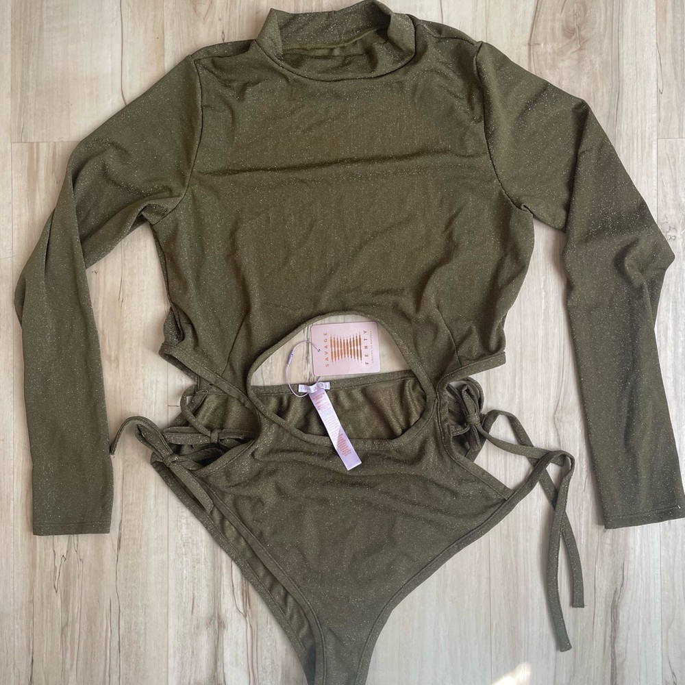 Savage X Fenty Shimmering Olive Bodysuit size 1X rhianna clothing line